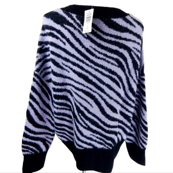 Torrid Purple Zebra Drop Shoulder Sweater - Picture 4 of 4